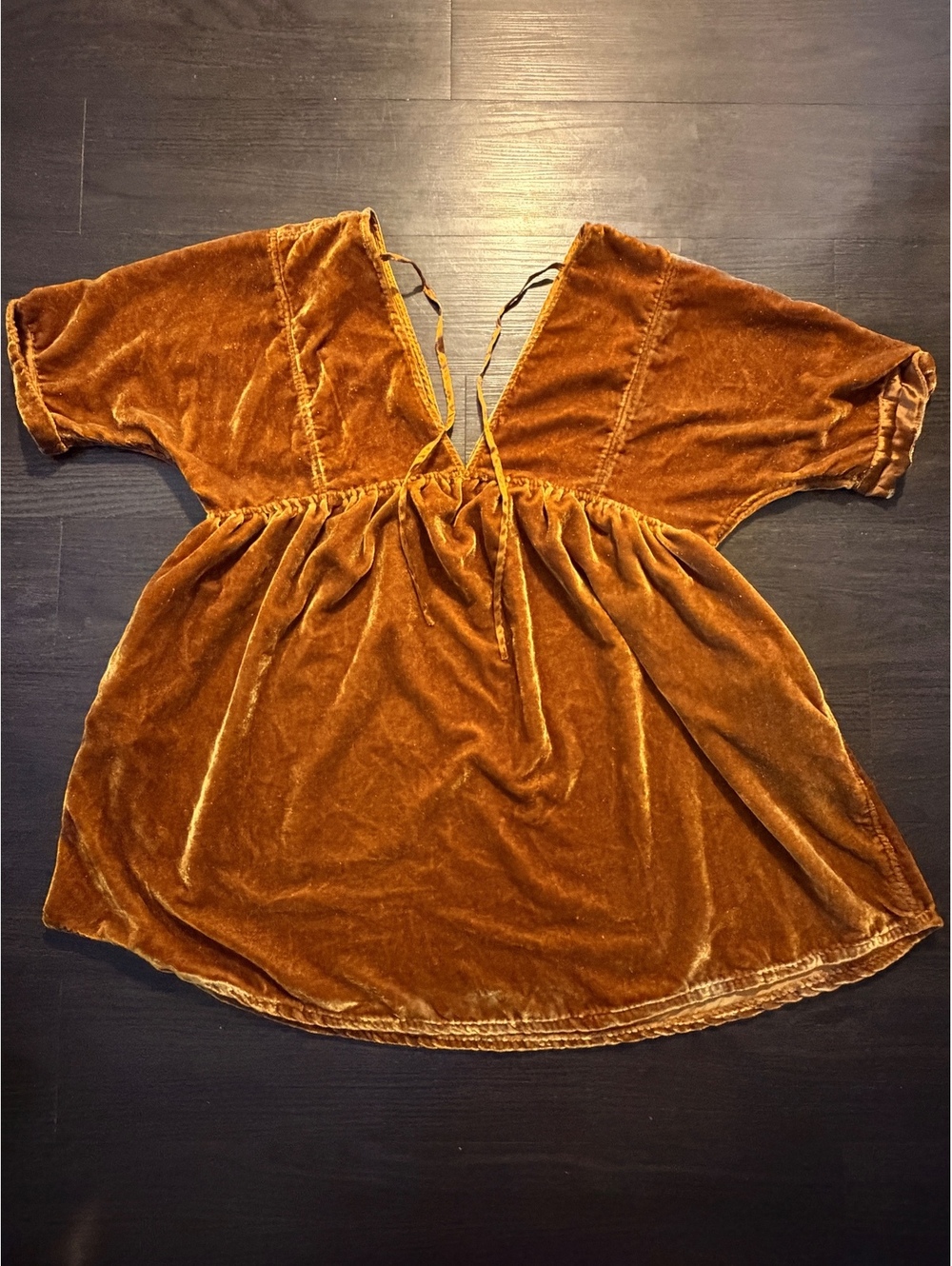 Free People Ivy Velvet Babydoll Dress In Desert Gold L